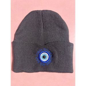Evil Eye No Bad Vibes Black Beanie Hat